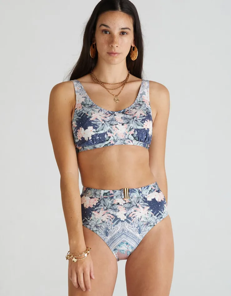 Aqua Blu Indianic Marilyn High Waist Bikini Pant - Floral Sale
