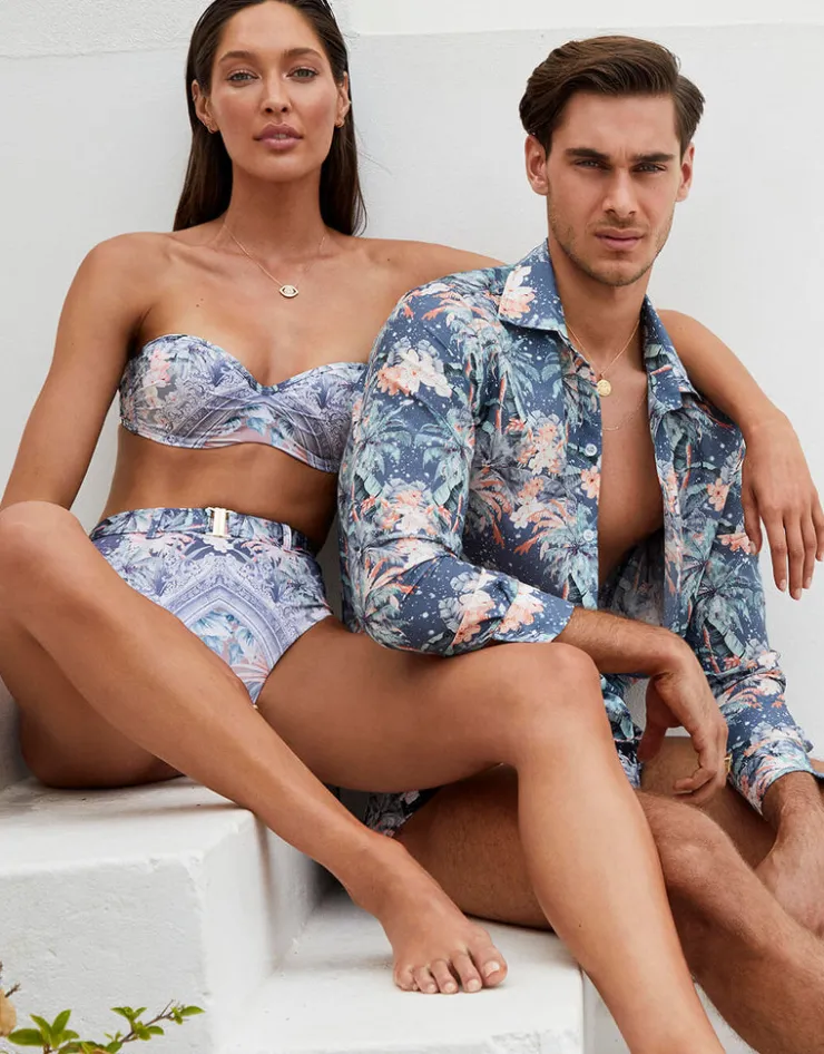 Aqua Blu Indianic Marilyn High Waist Bikini Pant - Floral Sale