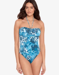 Lauren Ralph Lauren Indigo Patchwork Halter Bandeau Swimsuit Sale