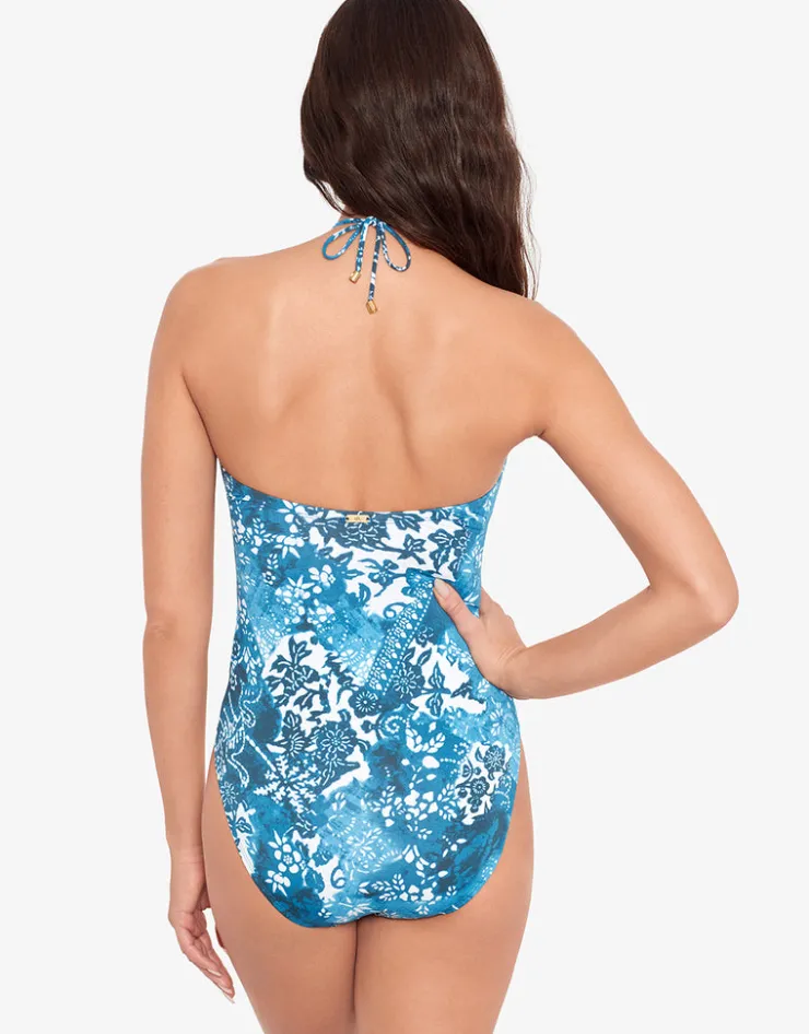 Lauren Ralph Lauren Indigo Patchwork Halter Bandeau Swimsuit Sale