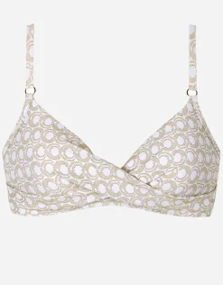Tessy Indira Twist Front Bikini Top - White and Gold Outlet