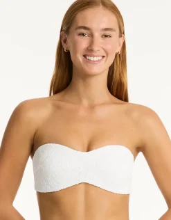 Sea Level Interlace Bandeau Bikini Top - White Discount