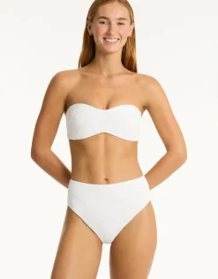 Sea Level Interlace Bandeau Bikini Top - White Discount