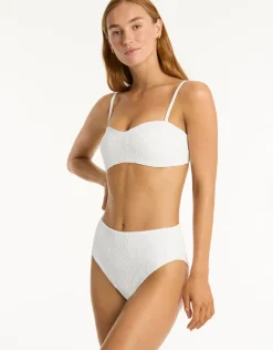 Sea Level Interlace Bandeau Bikini Top - White Discount