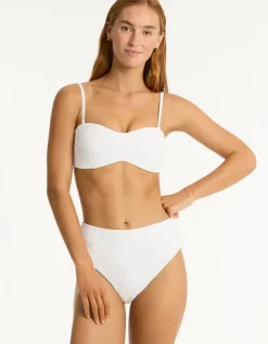 Sea Level Interlace Bandeau Bikini Top - White Discount
