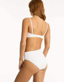 Sea Level Interlace Bandeau Bikini Top - White Discount