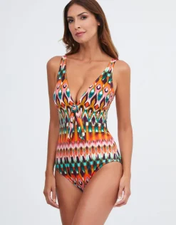 Nuria Ferrer Ipanema Tie Front Swimsuit - Pink Multi Best