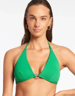 Jets Isla Rib Halter Bikini Top - Green Best