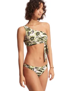Seafolly Island In The Sun One Shoulder Bikini Top - Avocado Hot