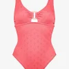 Watercult Island Nostalgia Ring Front Swimsuit - Ocean Coral Online