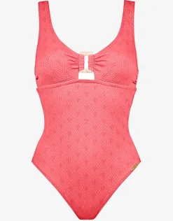 Watercult Island Nostalgia Ring Front Swimsuit - Ocean Coral Online