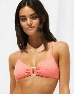 Watercult Island Nostalgia Ring Front Bralette Bikini Top - Ocean Coral New