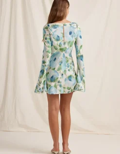Peony Isles Memento Long Sleeve Mini Dress - Watercolour Best