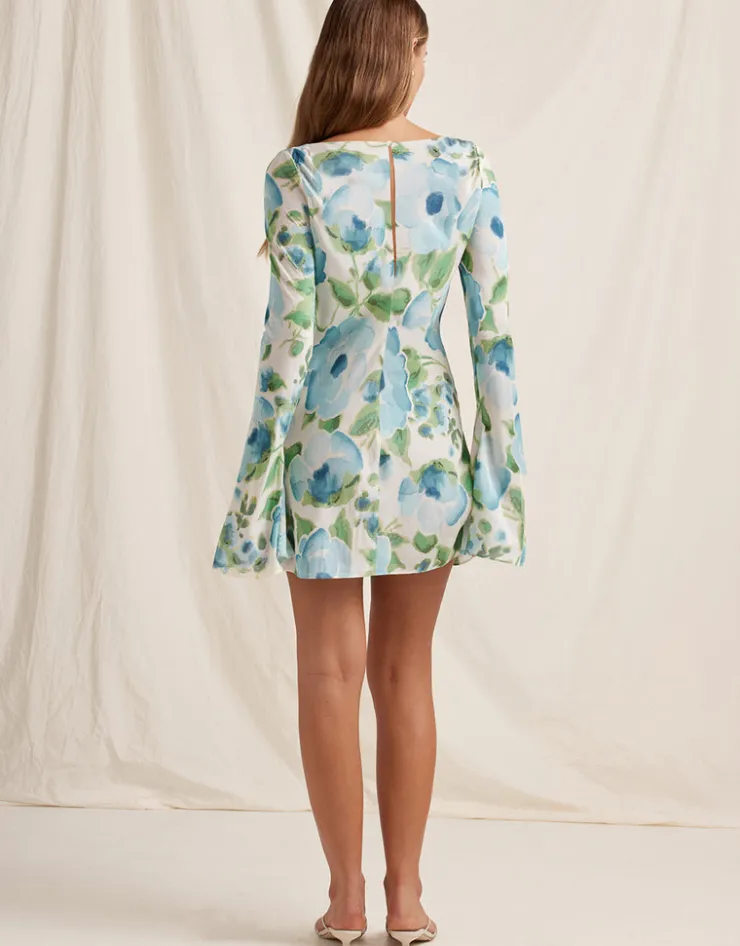 Peony Isles Memento Long Sleeve Mini Dress - Watercolour Best