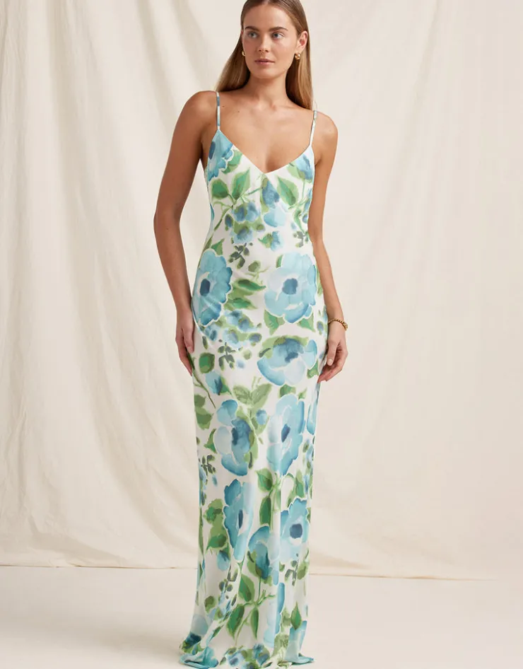 Peony Isles Slip Maxi Dress - Watercolour Fashion