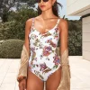 Nuria Ferrer Jasmine Shaped Neck Swimsuit - White Floral Fashion