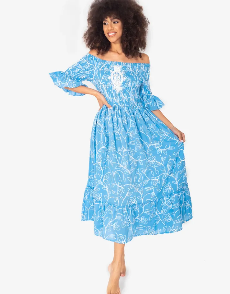 Iconique Jessica Off the Shoulder Dress - Mid Blue Best