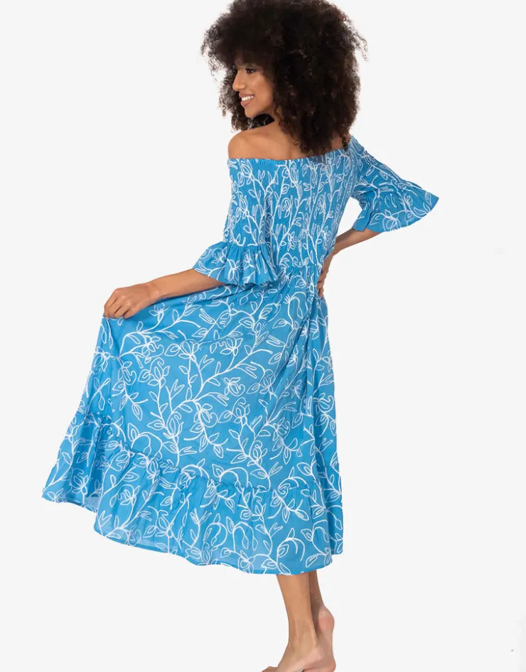 Iconique Jessica Off the Shoulder Dress - Mid Blue Best