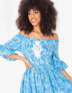 Iconique Jessica Off the Shoulder Dress - Mid Blue Best