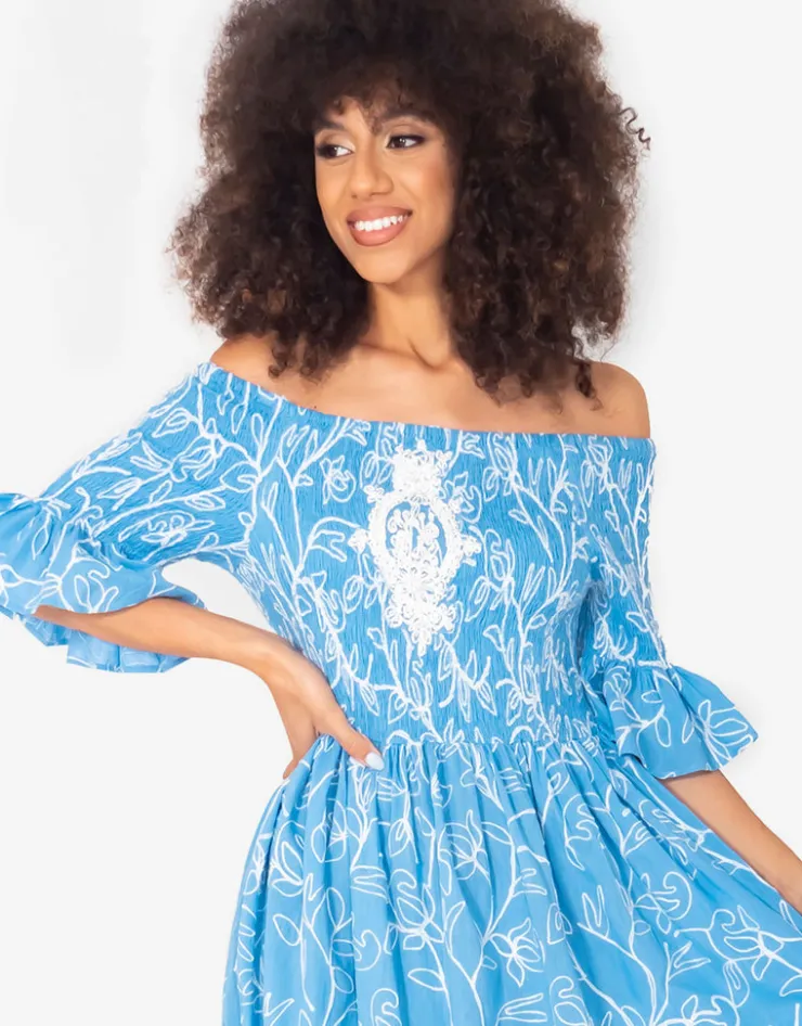 Iconique Jessica Off the Shoulder Dress - Mid Blue Best