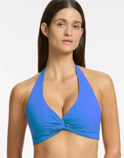 Jets et D DD Twist Front Bikini Top - Tide Blue Hot