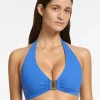 Jets et D DD U Trim Halter Bikini Top - Tide Blue New