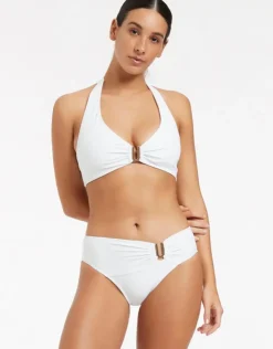 Jets et D DD U Trim Halter Bikini Top - White Sale