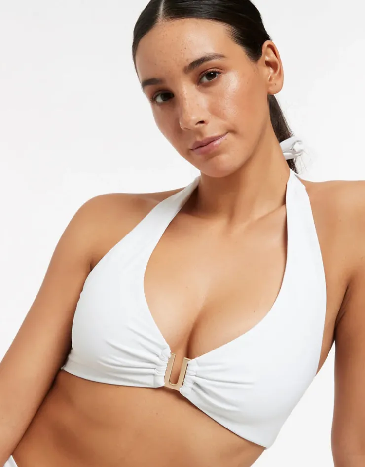 Jets et D DD U Trim Halter Bikini Top - White Sale