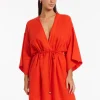 Jets et Gathered Front Kaftan - Fiamma Red Clearance