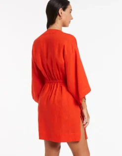 Jets et Gathered Front Kaftan - Fiamma Red Clearance