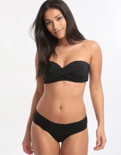 Jets et Gathered Side Bikini Bottom - Black Hot