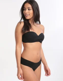 Jets et Gathered Side Bikini Bottom - Black Hot