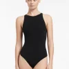 Jets et High Neck Swimsuit - Black Fashion