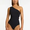 Jets et Lien One Shoulder Swimsuit - Black Best