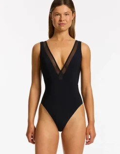 Jets et Lure Plunge Swimsuit - Black Sale