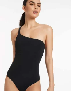 Jets et One Shoulder Swimsuit - Black New