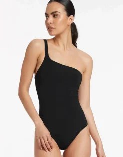 Jets et One Shoulder Swimsuit - Black New
