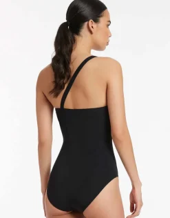 Jets et One Shoulder Swimsuit - Black New