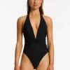 Jets et Plunge Swimsuit - Black New