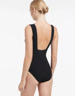 Jets et Plunge Swimsuit - Black Fashion