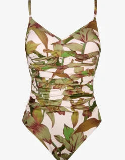 Maryan Mehlhorn Journey Ruched Swimsuit - Cream Reed Outlet