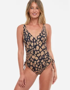 Gottex Jungle Queen V Neck Swimsuit - Brown/Black Online