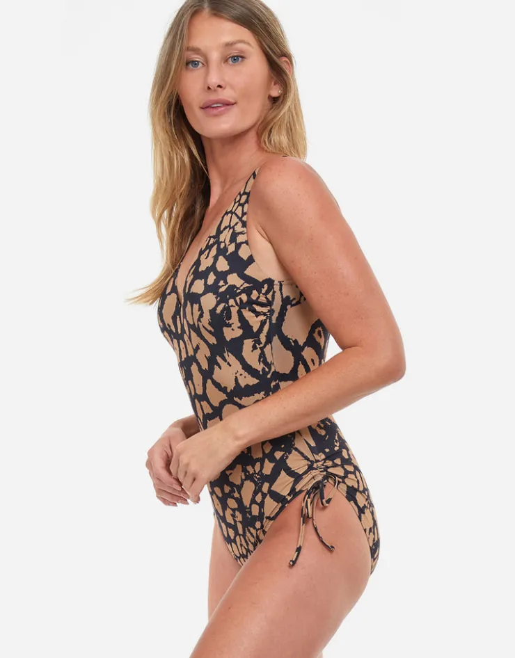 Gottex Jungle Queen V Neck Swimsuit - Brown/Black Online