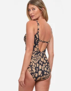 Gottex Jungle Queen V Neck Swimsuit - Brown/Black Online