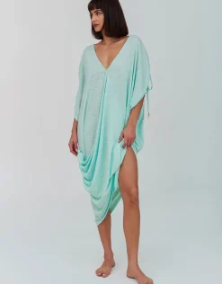 Pitusa Juno Draped Dress - Aqua Clearance