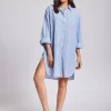 Iconique Laura Beach Shirt - Light Blue Stripe Hot