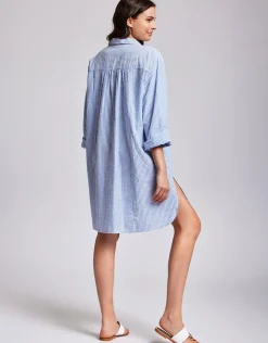 Iconique Laura Beach Shirt - Light Blue Stripe Hot