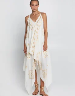 Greek Archaic Kori Lefkada Handkerchief Dress - Natural and Gold Clearance