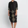 Greek Archaic Kori Lefkada Midi Shirt Dress - Black and Gold Hot