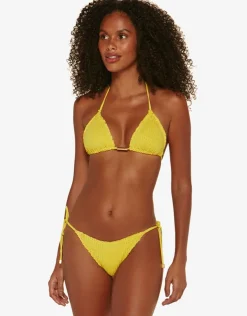 ViX Paula Hermanny Light Scales Ripple Tie Bikini Pant - Yellow New